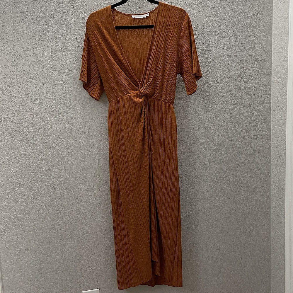 All In Favor Dolman Plisse Midi Dress
